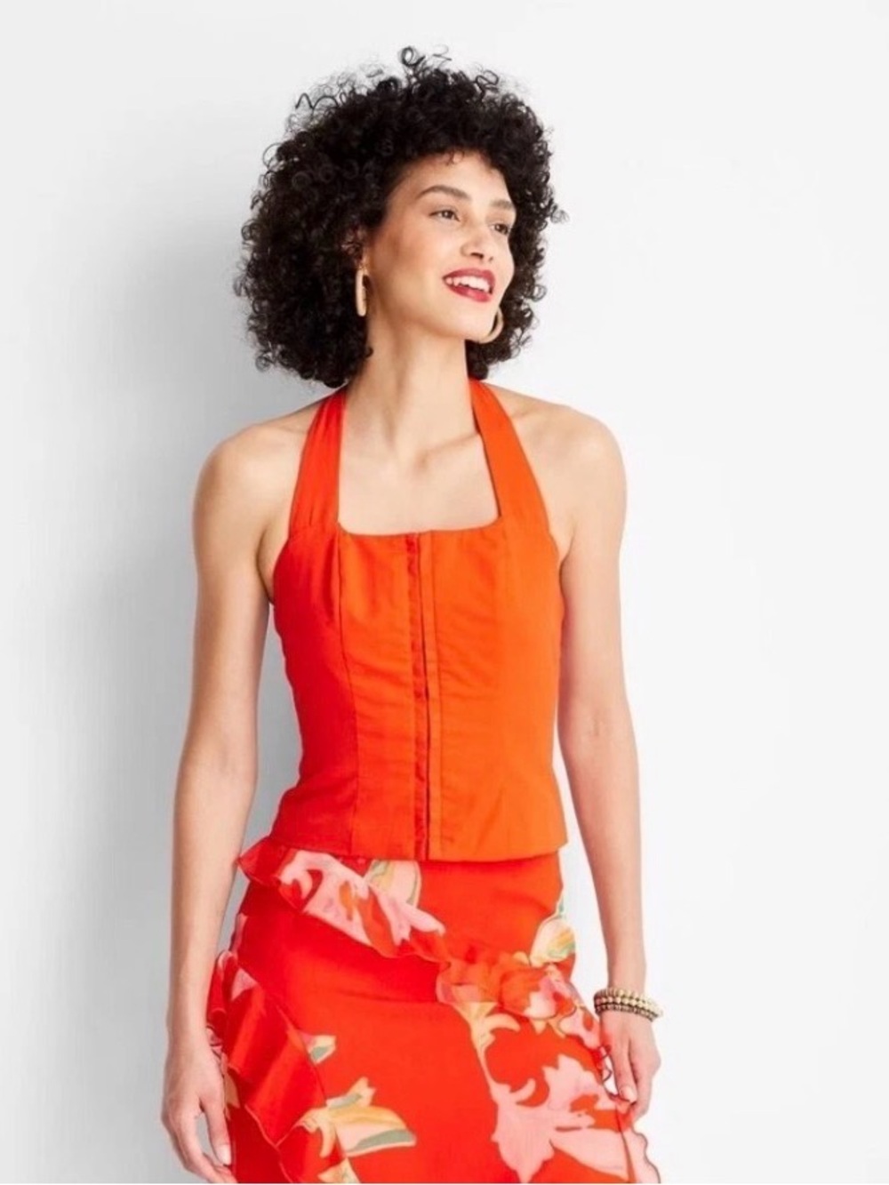 Future Collective Orange Halter Top